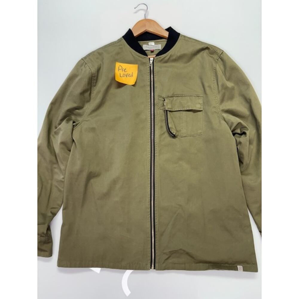 Sovereign Code Bomber Jacket Zip-Up Chest Flap Pocket Olive Green Mens Size L